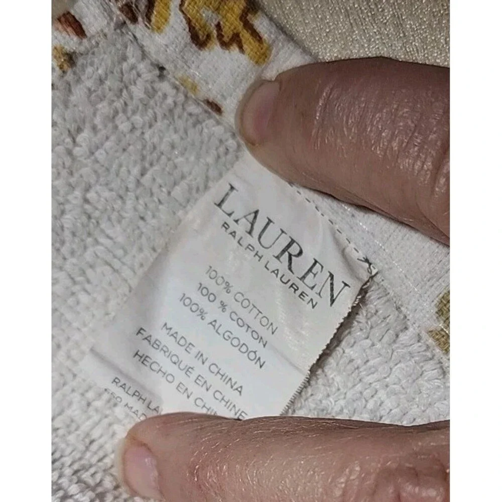 Lauren Ralph Lauren Yellow and Floral Plush Bath Towel Cotton Black Label